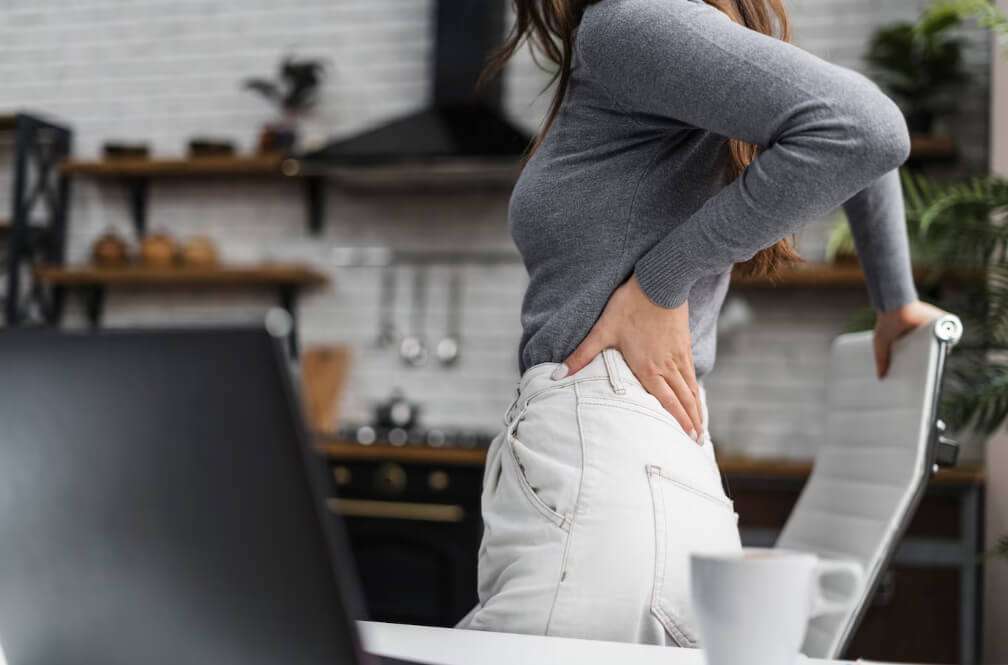 side view woman with back pain 